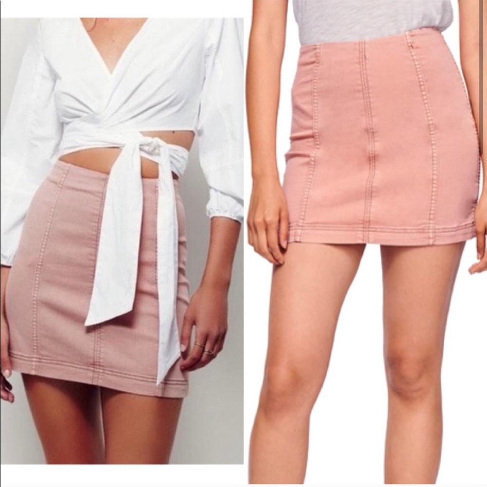 Free People Modern Femme Women's Pink Denim Mini Skirt